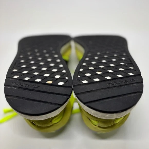 Adidas Iniki Runner Boost Neon Yellow Olive Black Sneakers Men’s 9.5 BB2094 - Picture 10 of 12